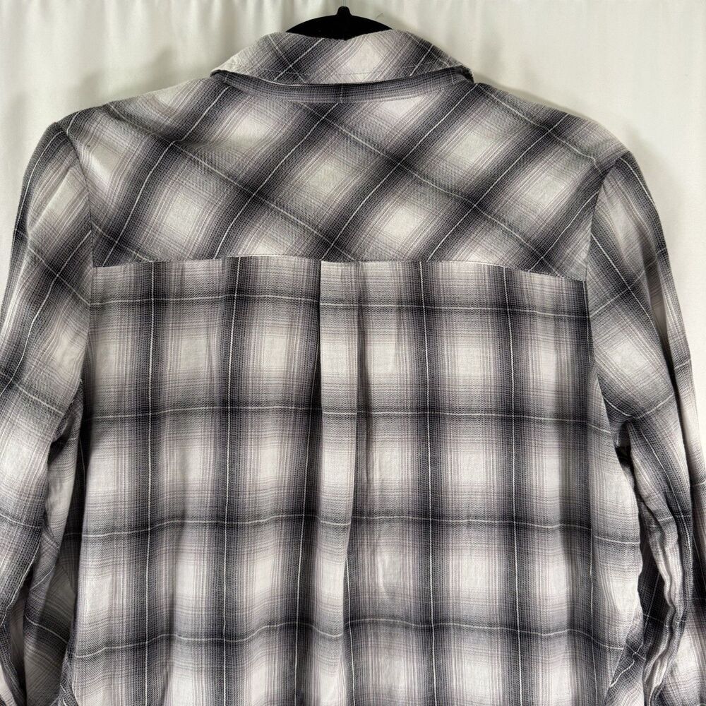 Democracy Blouse Women's Small Black White Plaid Button Up Long Sleeve Collared - Picture 12 of 12